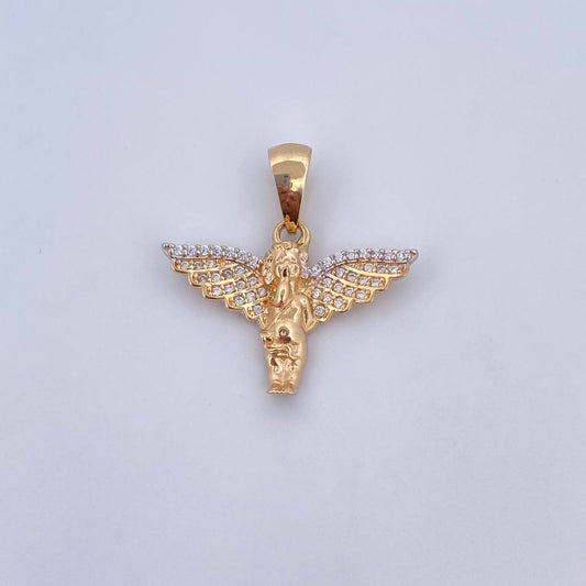 Pendant Angel 2.85gr / 2.5cm / White Zirconia Two-tone Yellow and White 18K Gold &