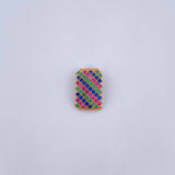 Pendant Rectangular 1.3gr / 1.5cm / Green Blue Fuchsia Zircons 18K Yellow Gold &