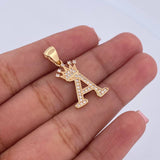 Pendant Letter A Crown 1.75gr / 2.7cm / White Zircons 18K Yellow Gold &