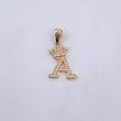 Dije Letra A Corona 1.7gr / 2.6cm / Circones Blancos Oro Amarillo 18K &