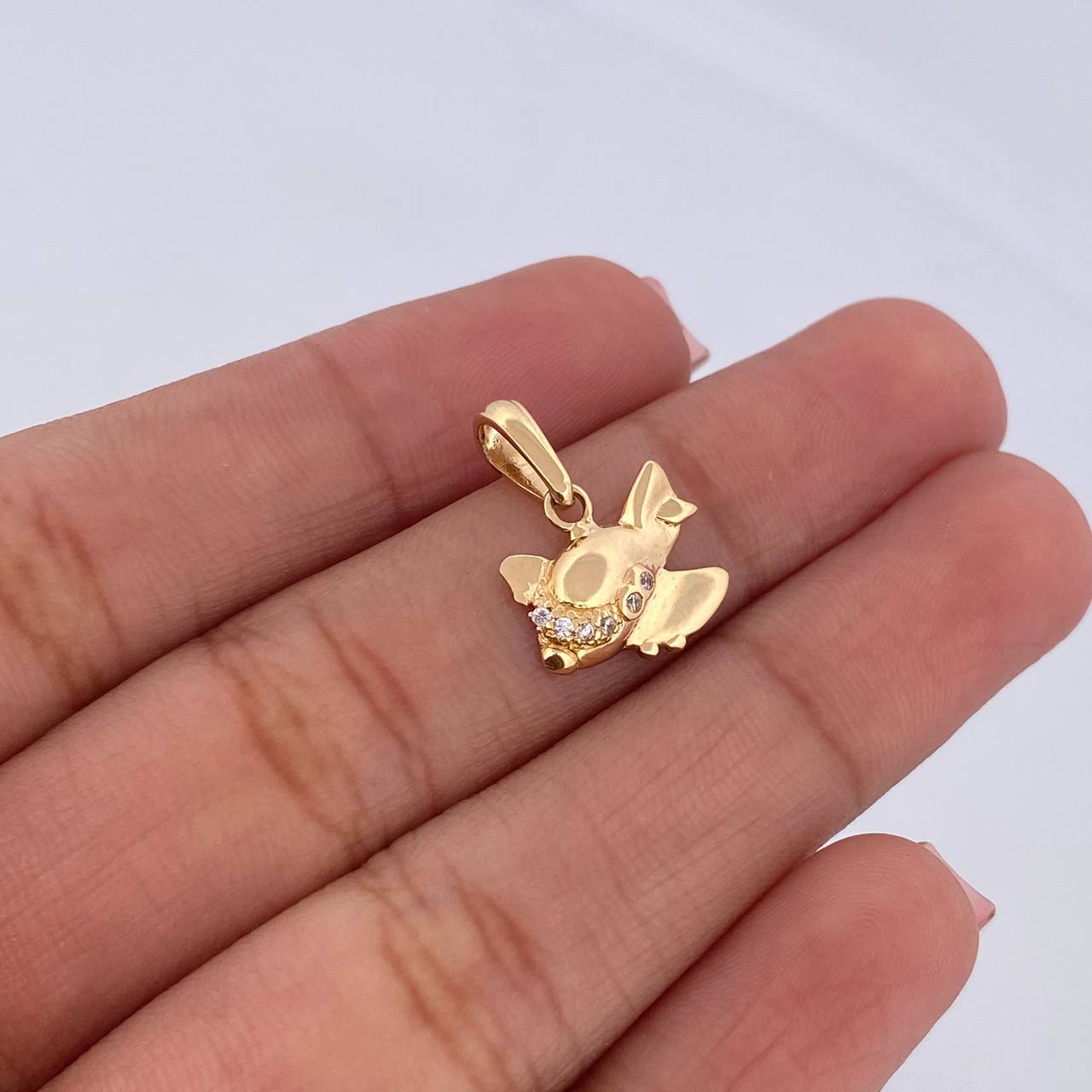 Pendant Airplane 1gr / 1.7cm / White Zircons 18K Yellow Gold &