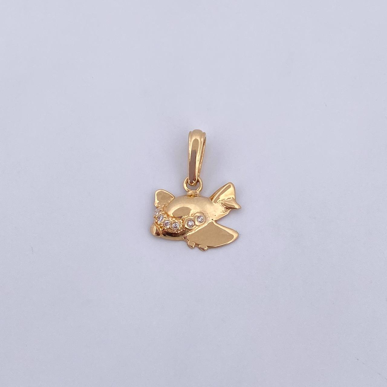 Pendant Airplane 1gr / 1.7cm / White Zircons 18K Yellow Gold &