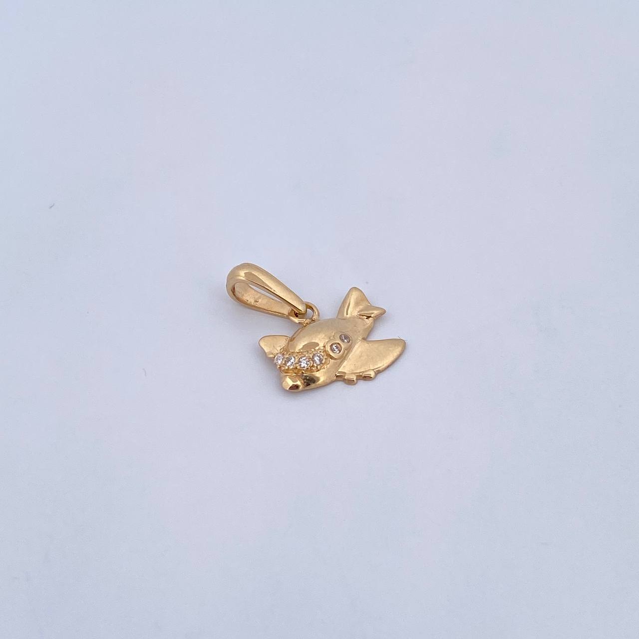 Pendant Airplane 1gr / 1.7cm / White Zircons 18K Yellow Gold &