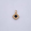 Pendant Flor Clover 1.65gr / 1.9cm / Black Onyx White Zircons 18K Yellow Gold &
