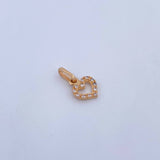 Dije Silueta Corazon 0.8gr / 1.5cm / Circones Blancos Oro Amarillo 18K &