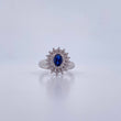 Ring Solitaire Halo 3.75gr / Size 6 3/4 / Blue and White Zircons 18K White Gold &