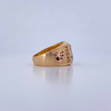 Poker Ring 9.3gr / T10 1/4 / Black Fuchsia White Zircons Three 18K Golds &