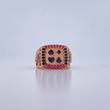 Poker Ring 9.15gr / Size 9 1/2 / Fuchsia and Black Zircons Two Black and Pink 18K Gold $