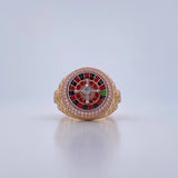 Roulette Ring 9.7gr / T10 1/2 / White Zircons Three 18K Golds &