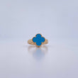 Anillo Trebol 2.65gr / T5 3/4 / Turqueza Oro Amarillo Nac.Esp. 18K &