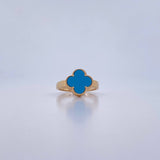 Anillo Trebol 2.65gr / T5 3/4 / Turqueza Oro Amarillo Nac.Esp. 18K &