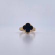 Anillo Trebol 2.7gr / T5 1/2 / Onix Negra Oro Amarillo Nac.Esp. 18K &