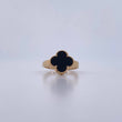Ring Clover 2.85gr / T6 3/4 / Black Onyx Yellow Gold Special Birthstone 18K &