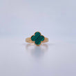 Anillo Trebol 2.7gr / T6 3/4 / Malaquita Verde Oro Amarillo Nac.Esp. 18K &