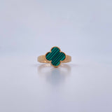 Anillo Trebol  2.85gr / T7 3/4 / Malaquita Verde Oro Amarillo Nac.Esp. 18K &