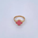 Anillo Trebol 2.5gr / T7 1/4 / Piedra Rosada Oro Amarillo Nac.Esp. 18K &