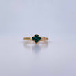 Ring Clover Churumbela 2.3gr / T6 1/2 / Green Malachite White Green Zircons Yellow Gold Special.Nac. 18K &