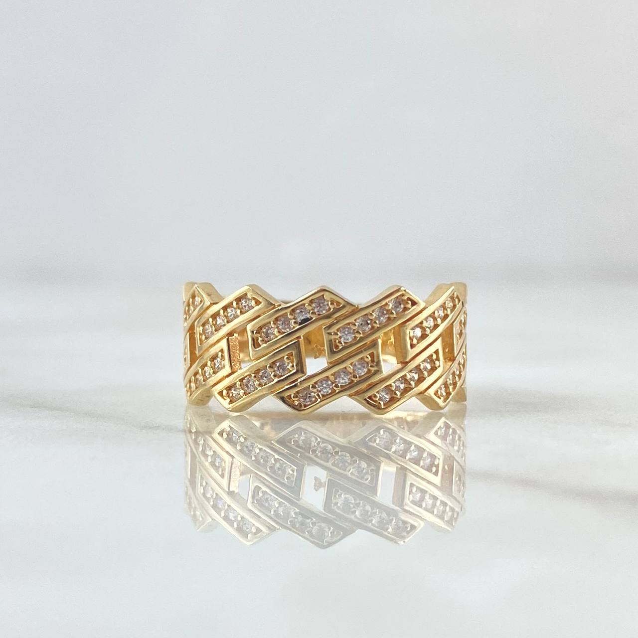 Cuban Ring 3.6gr / T5 1/2 / White Zircons 18K Yellow Gold