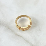 Cuban Ring 3.6gr / T5 1/2 / White Zircons 18K Yellow Gold