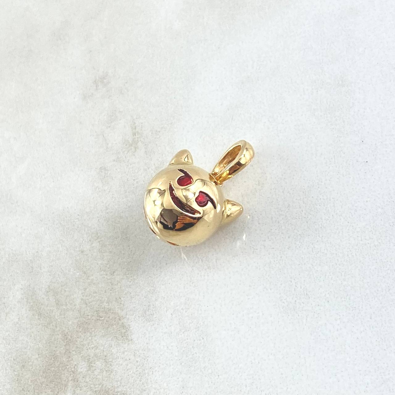 Pendant Emoji Diablo 3.35gr / 2cm / Textured Red 18K Yellow Gold