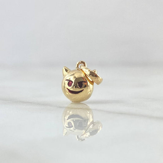 Pendant Emoji Devil 1.2gr / 1.5cm / Textured Red 18K Yellow Gold *