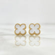 Stud Earrings Trébol VCyA 1.3gr / 9mm White Resin Lobster Claw 18K Yellow Gold Butterfly *