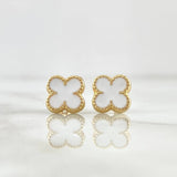 Topos Trébol VCyA 1.35gr / 8mm Resina Blanca Oro Amarillo 18K