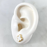 Topos Trébol VCyA 1.3gr / 8mm Resina Blanca Oro Amarillo 18K