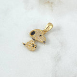 Pendant Animated Dog 1.8gr / 2.4cm / White Zircons Yellow Gold 18K