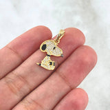 Pendant Animated Dog 1.8gr / 2.4cm / White Zircons Yellow Gold 18K