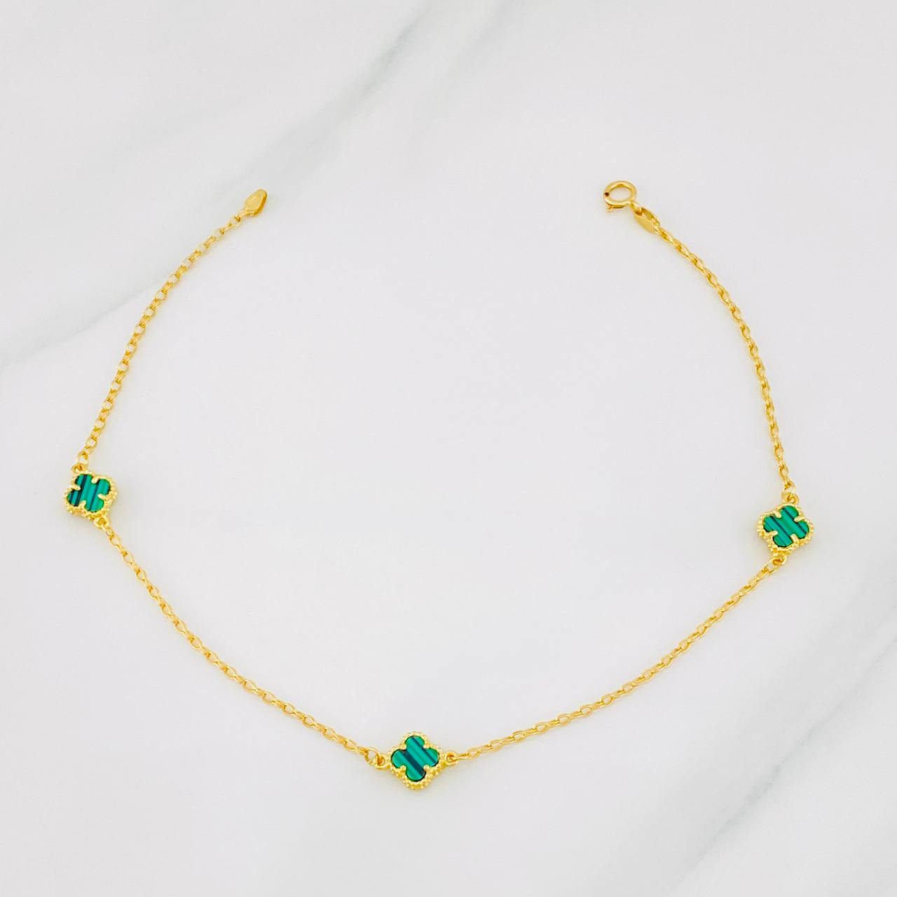 Tobillera Rolo Trebol 3.15g / 9 3/4 in / 1.4mm Oro Amarillo 18K