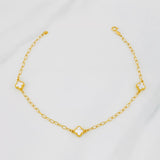 Tobillera Cajón Trebol 3.45g / 9 3/4 in / 2.3mm Oro Amarillo 18K
