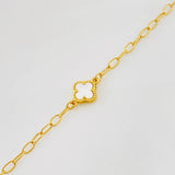 Tobillera Cajón Trebol 3.45g / 9 3/4 in / 2.3mm Oro Amarillo 18K
