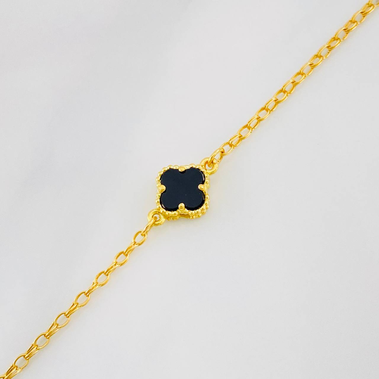 Tobillera Rolo Trebol 3.2g / 9 3/4 in / 1.4mm Oro Amarillo 18K