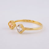 Double Clover Ring 2g / T7 3/4 Three Golds 18K
