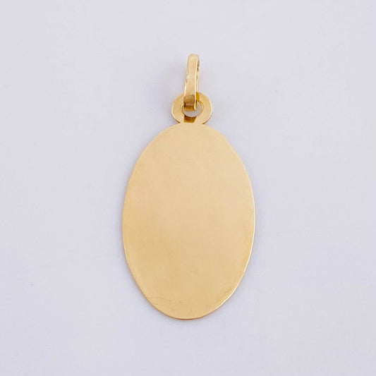 Oval Plate Pendant 0.85g / 1 in 18K Yellow Gold