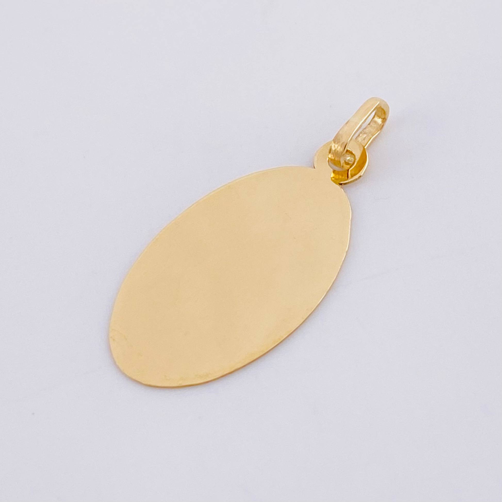 Dije Placa Ovalada 0.85g / 1 in Oro Amarillo 18K
