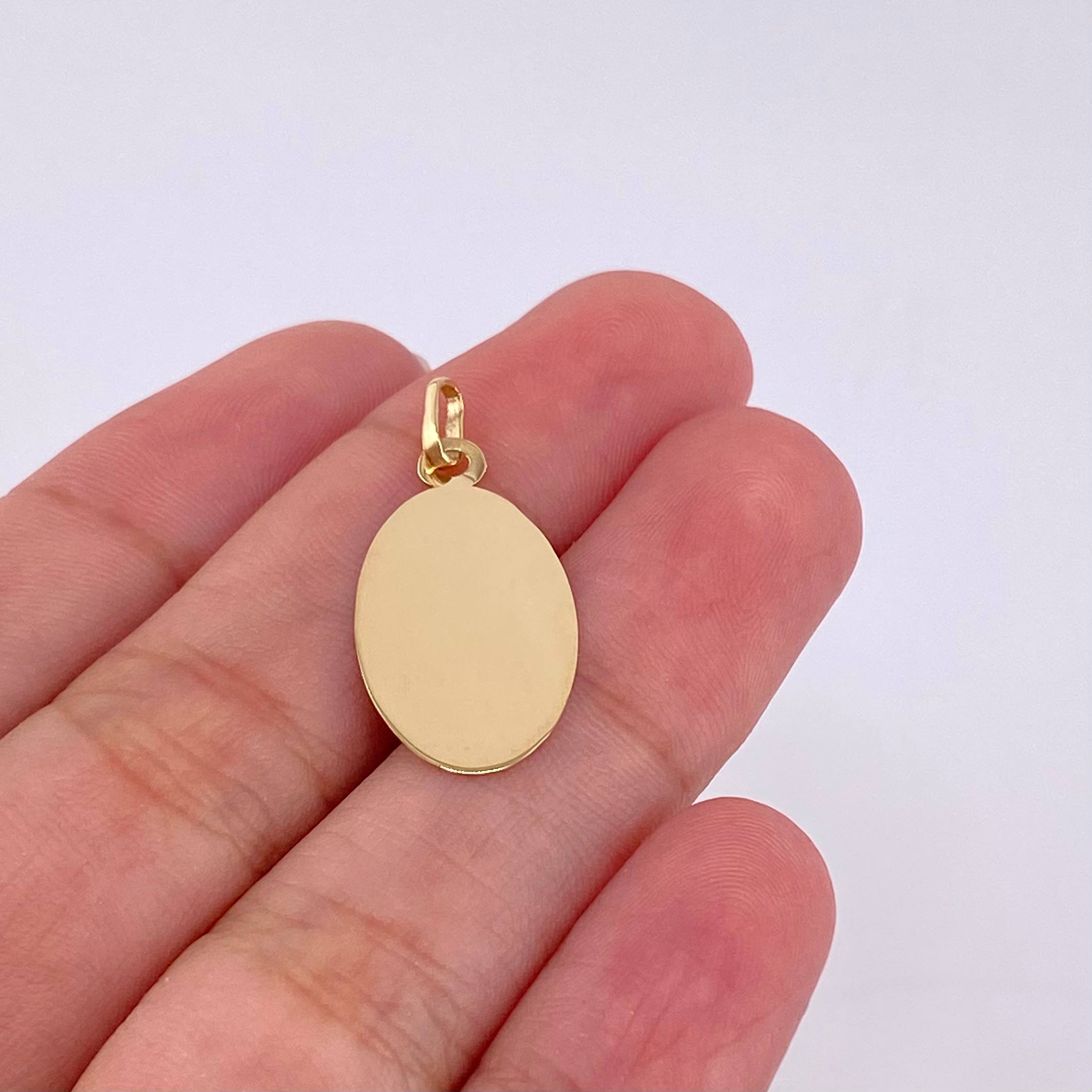 Dije Placa Ovalada 0.85g / 1 in Oro Amarillo 18K