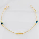 Pulso Modulable Aro Seguido Cruz 1.4g / 6 in - 6 3/4 in / 1.3mm Oro Amarillo 18K