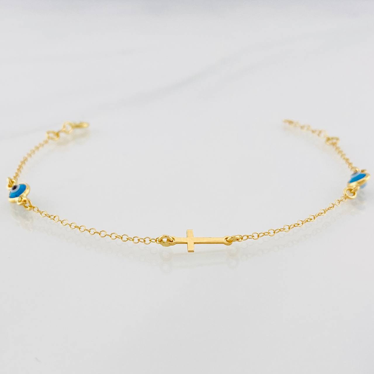 Pulso Modulable Aro Seguido Cruz 1.4g / 6 in - 6 3/4 in / 1.3mm Oro Amarillo 18K
