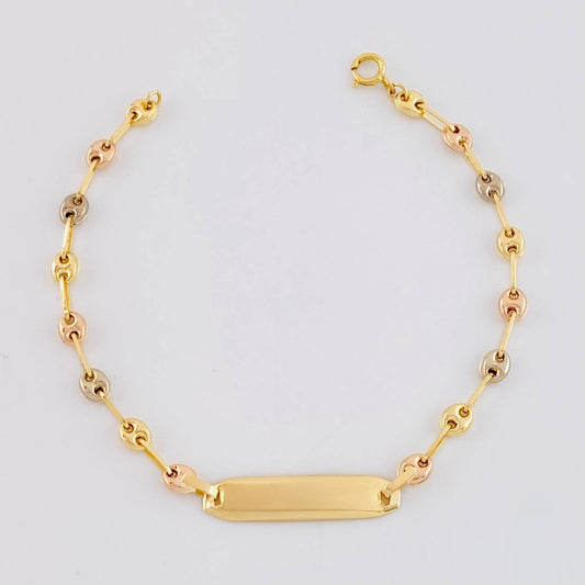 Pulso Bebé GC Placa Rectangular Ovalada 1.65g /  5 3/4 in (14.8 cm)   / 3.3mm Tres Oros 18K