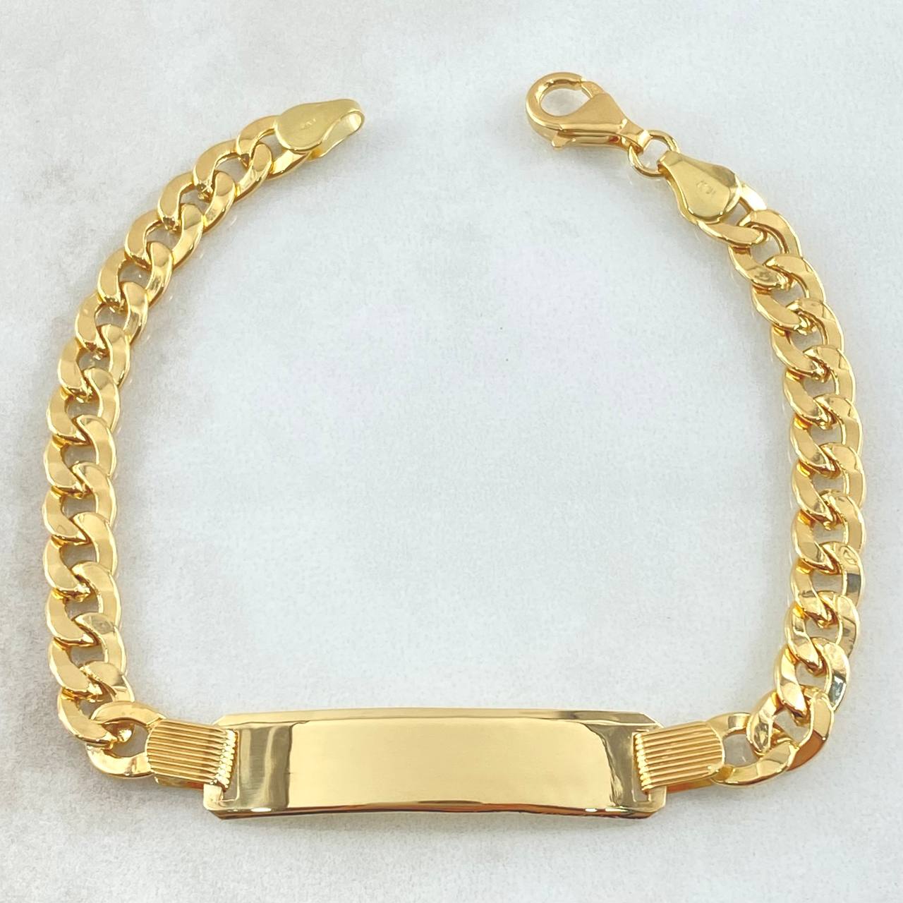 Cuban Links Bracelet Rectangular Plate 11.45gr / 21cm / 6.5mm Yellow Gold +0 18K ©