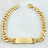 Cuban Links Bracelet Rectangular Plate 11.45gr / 21cm / 6.5mm Yellow Gold +0 18K ©