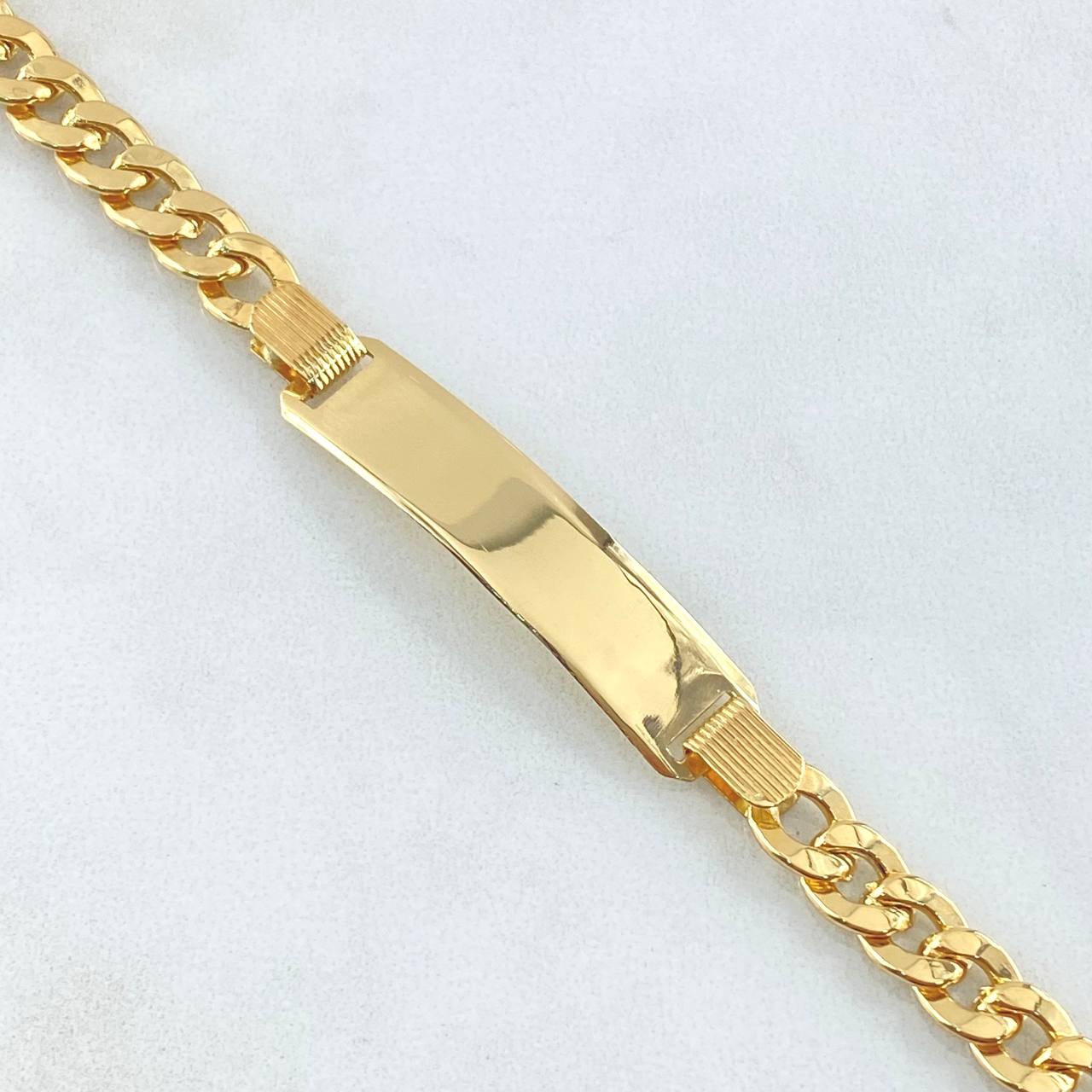 Cuban Links Bracelet Rectangular Plate 11.45gr / 21cm / 6.5mm Yellow Gold +0 18K ©