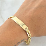Cuban Links Bracelet Rectangular Plate 11.45gr / 21cm / 6.5mm Yellow Gold +0 18K ©