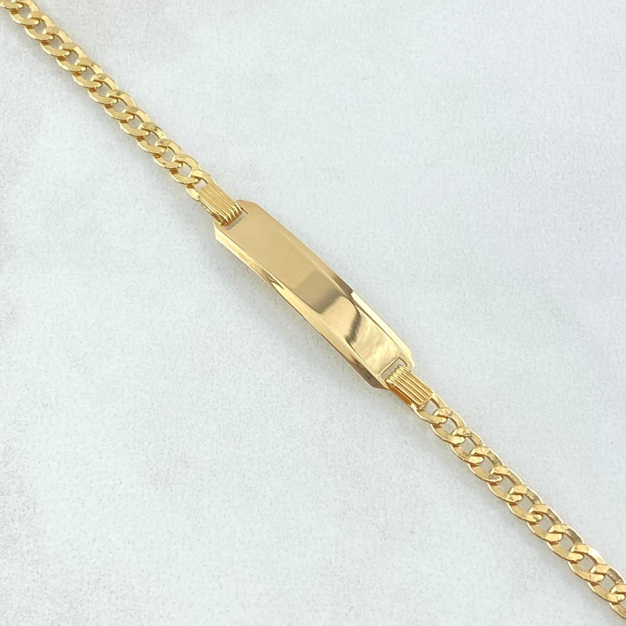 Pulso Cubano Placa Rectangular 3.65gr / 18cm / 3mm Oro Amarillo +0 18K ©