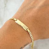 Pulso Cubano Placa Rectangular 3.65gr / 18cm / 3mm Oro Amarillo +0 18K ©