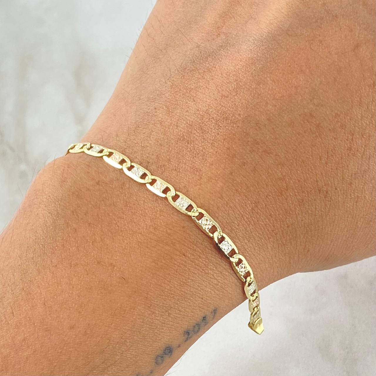 Bracelet Ladder 4.35gr / 19cm / 3.3mm Diamond Cut Three Golds +3 18K ©