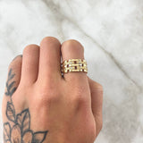 Anillo Segmentado 3.65gr / T7 / Circones Blancos Oro Amarillo 18K