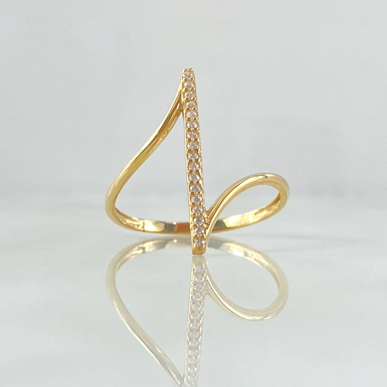 Perpendicular Line Ring 1.5gr / T5 1/2 / White Zircons Yellow Gold 18K
